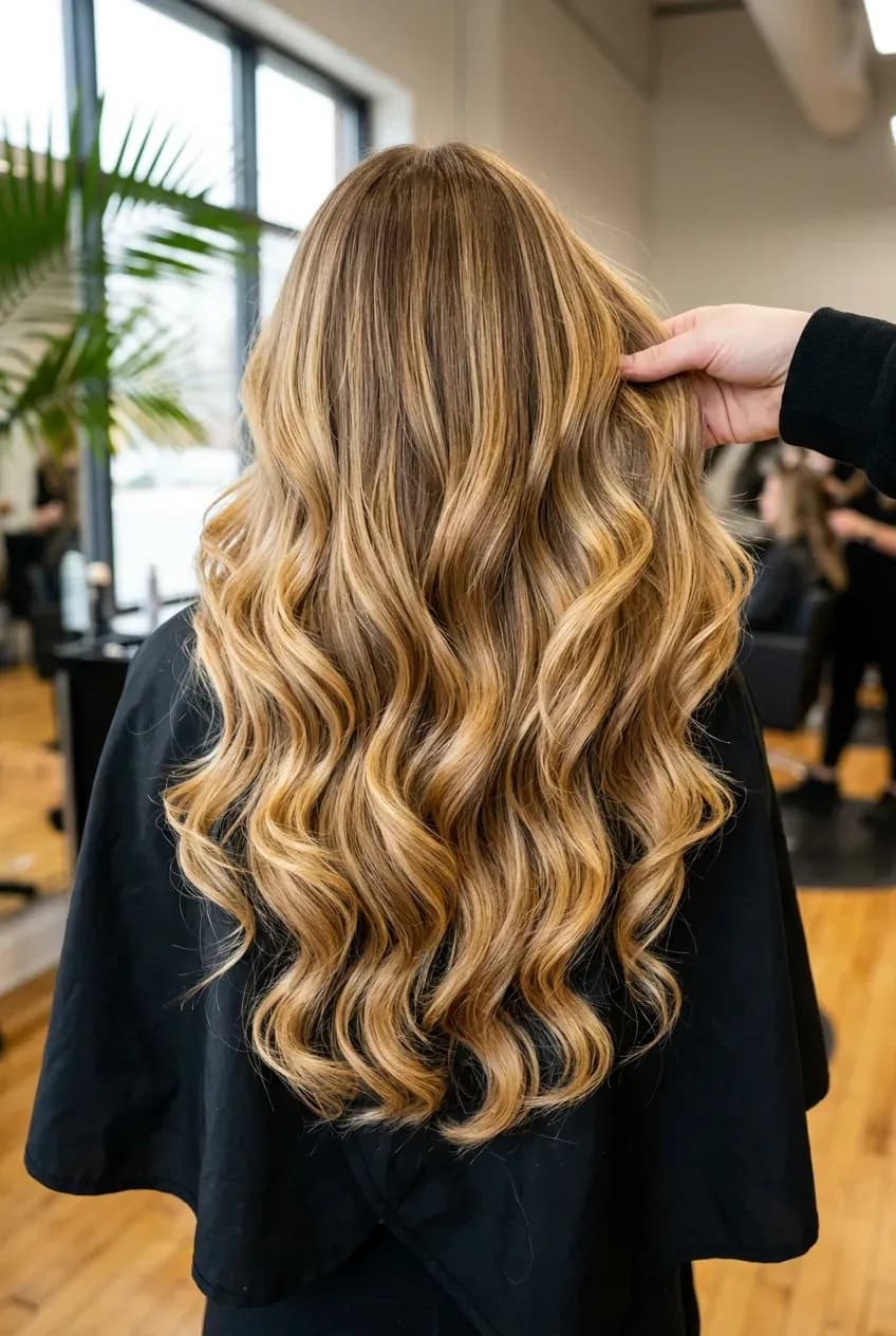 Long golden waves with a dark root