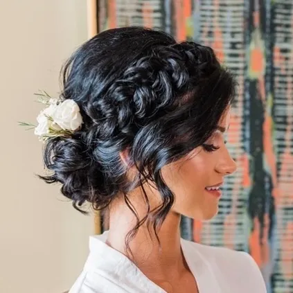 ### Floral Side Braid Elegance