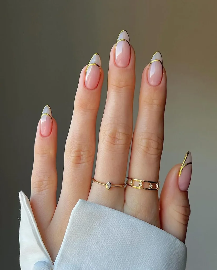 ### Gold-Trimmed French Tips