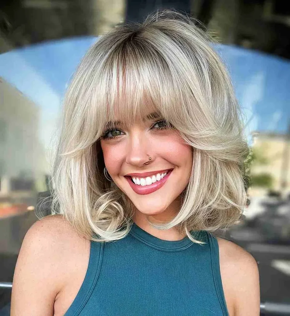 ### Textured Bob with Bangs